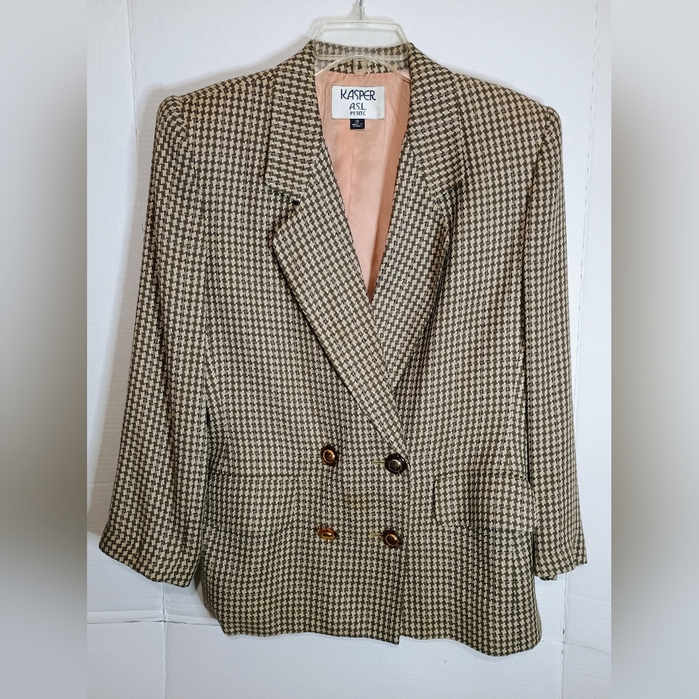 Kasper Women's Black and Tan Houndstooth Blazer